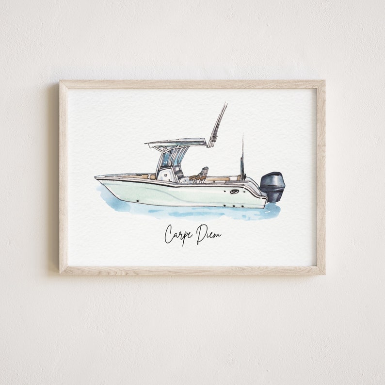 Boat Painting From Photo, Boat Paintings, Boat Drawing from Photo, Custom Watercolor Portrait,Personalized Gift for Boyfriend, Gift for Him image 2