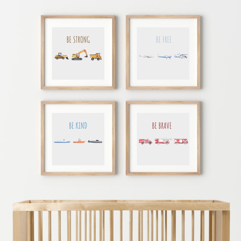 Boys Nursery Wall Art Set of 12 Machinery Figures Baby Nursery Prints Bundle Baby Room Decor image 10
