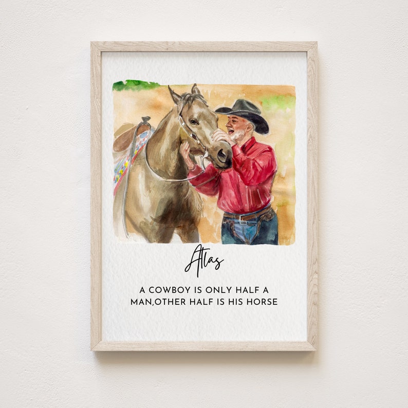 Custom Watercolor Horse Portrait Print , Horse Painting From Photo, Watercolor Horse Painting Hand Painted from Photo, Pet memorial gift image 2