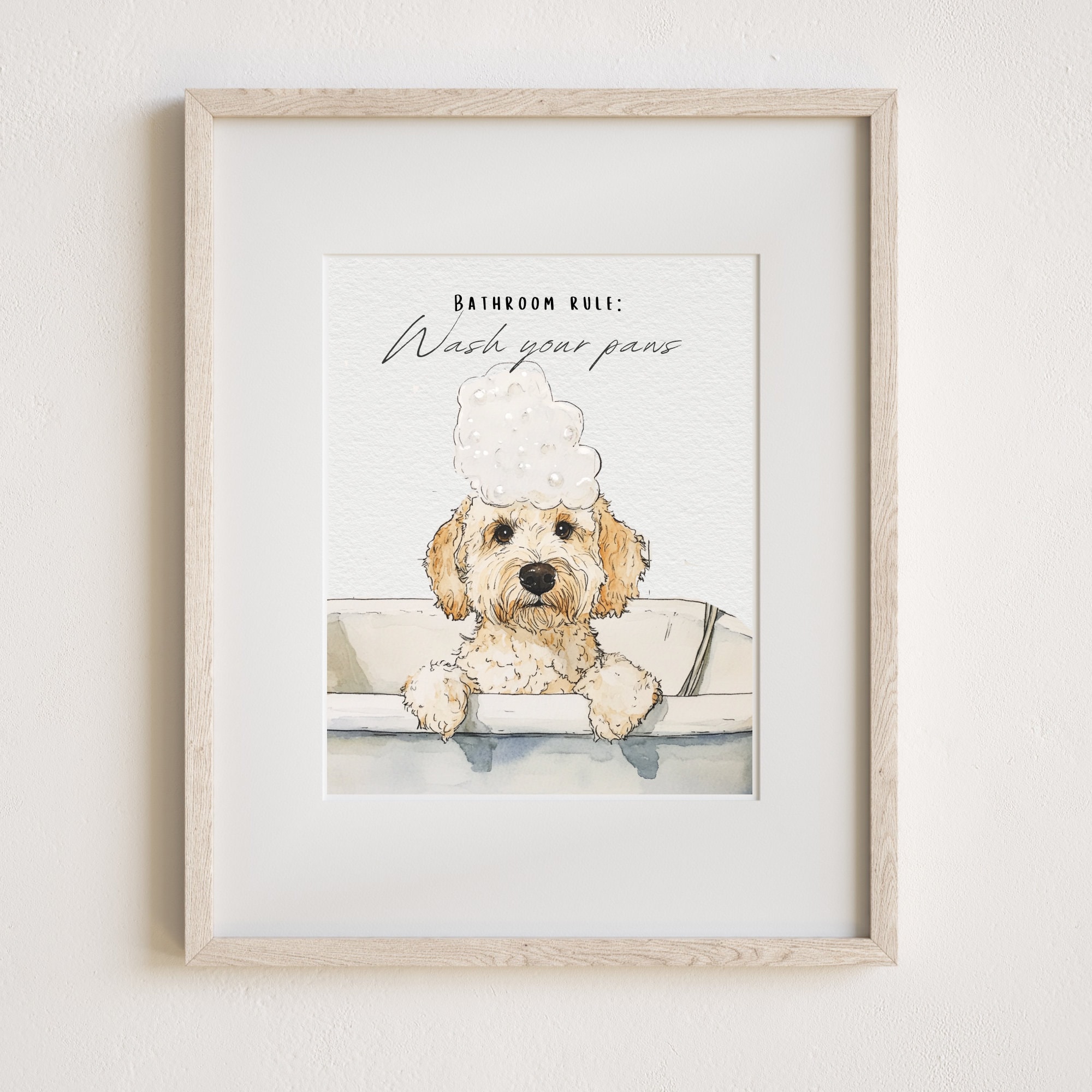 Custom Watercolor Pet Portrait, Pet in Bathtub ,Bathroom Wall Art, Custom Funny Pet Painting, Portrait from Photo,Personalized Dog in Toilet