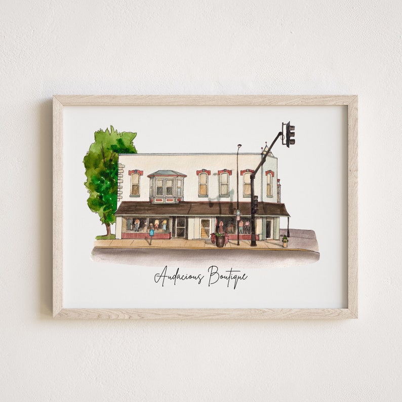 Custom Watercolor Store Painting,Storefront Painting From Photo,Commercial building painting, Restaurant painting, Bar painting, Boutique image 1