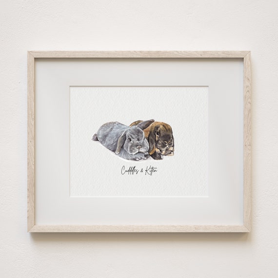 Mini Custom Watercolor Rabbit Portrait, Rabbit Portraits from Photos,Bunny Portraits From Photos, Pet Painting,  Custom Tiny Paintings