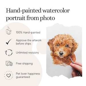 Pet portrait print Watercolor Dog Painting Hand Painted from Photo Pet memorial gift Pet loss gift zdjęcie 4