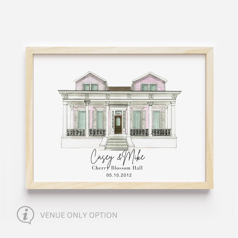 Wedding Venue, Watercolor Wedding Venue Print , Custom Wedding Venue Portrait, Wedding Venue Sketch, Wedding Gift, Wedding Venue Painting image 6