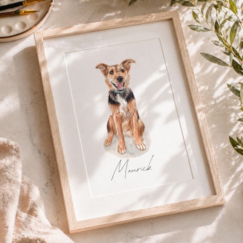Custom Miniature Watercolor Pet Portrait Print Hand-painted from your Photo, Gift for Pet Lovers