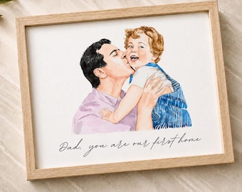 Father's Day Gift, Gift for Grandpa, Custom Watercolor Portrait for Keepsake