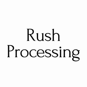 May include: Black and white text that reads "Rush Processing"