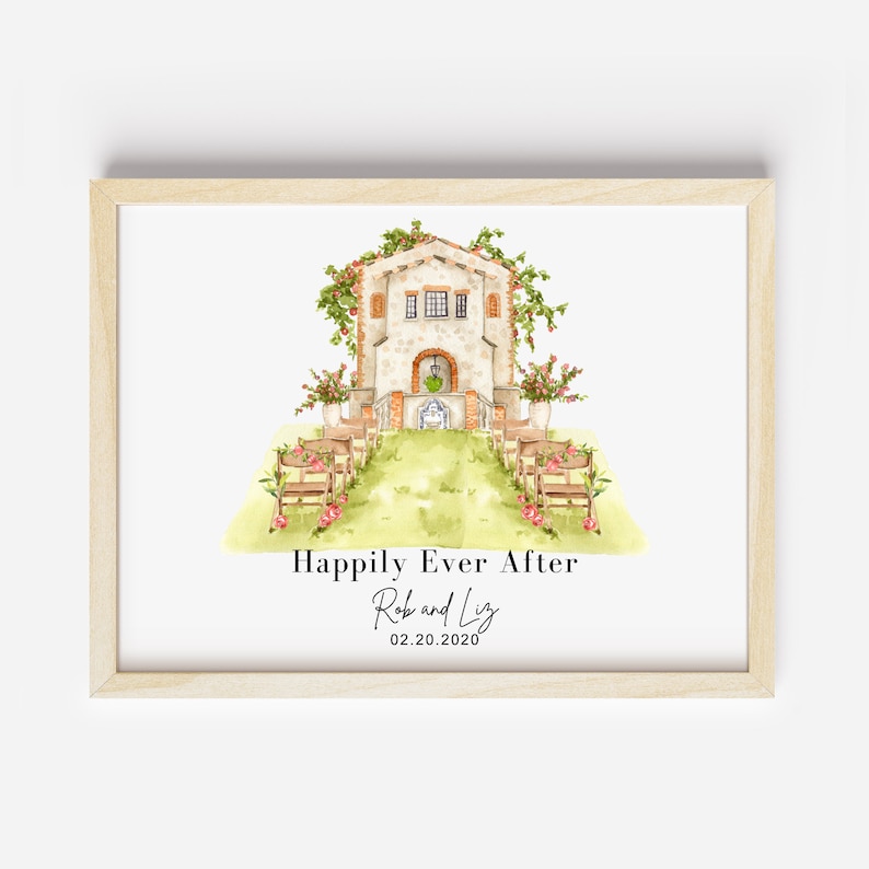 Wedding Venue, Watercolor Wedding Venue Print , Custom Wedding Venue Portrait, Wedding Venue Sketch, Wedding Gift, Wedding Venue Painting image 4