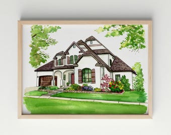 Custom Watercolor House Painting Print,House Painting From Photo,Housewarming gift, Realtor Closing Gift,First Home Gift