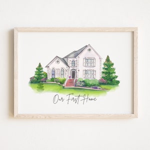 Custom Watercolor House Painting Print,House Painting From Photo,Housewarming gift, Realtor Closing Gift,First Home Gift image 3