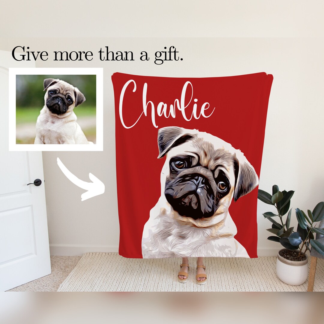Pet Blanket Personalized, Custom Dog Blanket From Photo, Pet on Blanket