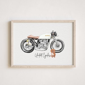 Motorfietsschilderij van foto, motorfietstekening van foto, aangepast aquarelportret, gepersonaliseerd cadeau voor vriend, cadeau voor hem