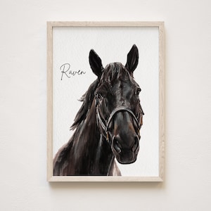 Stampa personalizzata del ritratto di cavallo ad acquerello, dipinto di cavallo da foto, dipinto ad acquerello di cavallo dipinto a mano da foto, regalo commemorativo per animali domestici