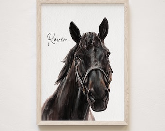 Custom Watercolor Horse Portrait Print , Horse Painting From Photo, Watercolor Horse Painting Hand Painted from Photo, Pet memorial gift