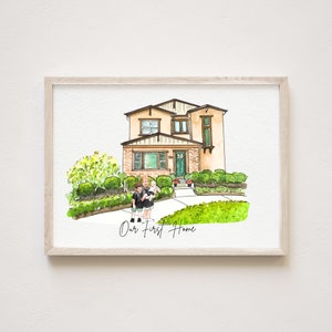 Custom Watercolor House Painting Print with Owner ,House Painting From Photo,Housewarming gift, Realtor Closing Gift,First Home Gift, image 2