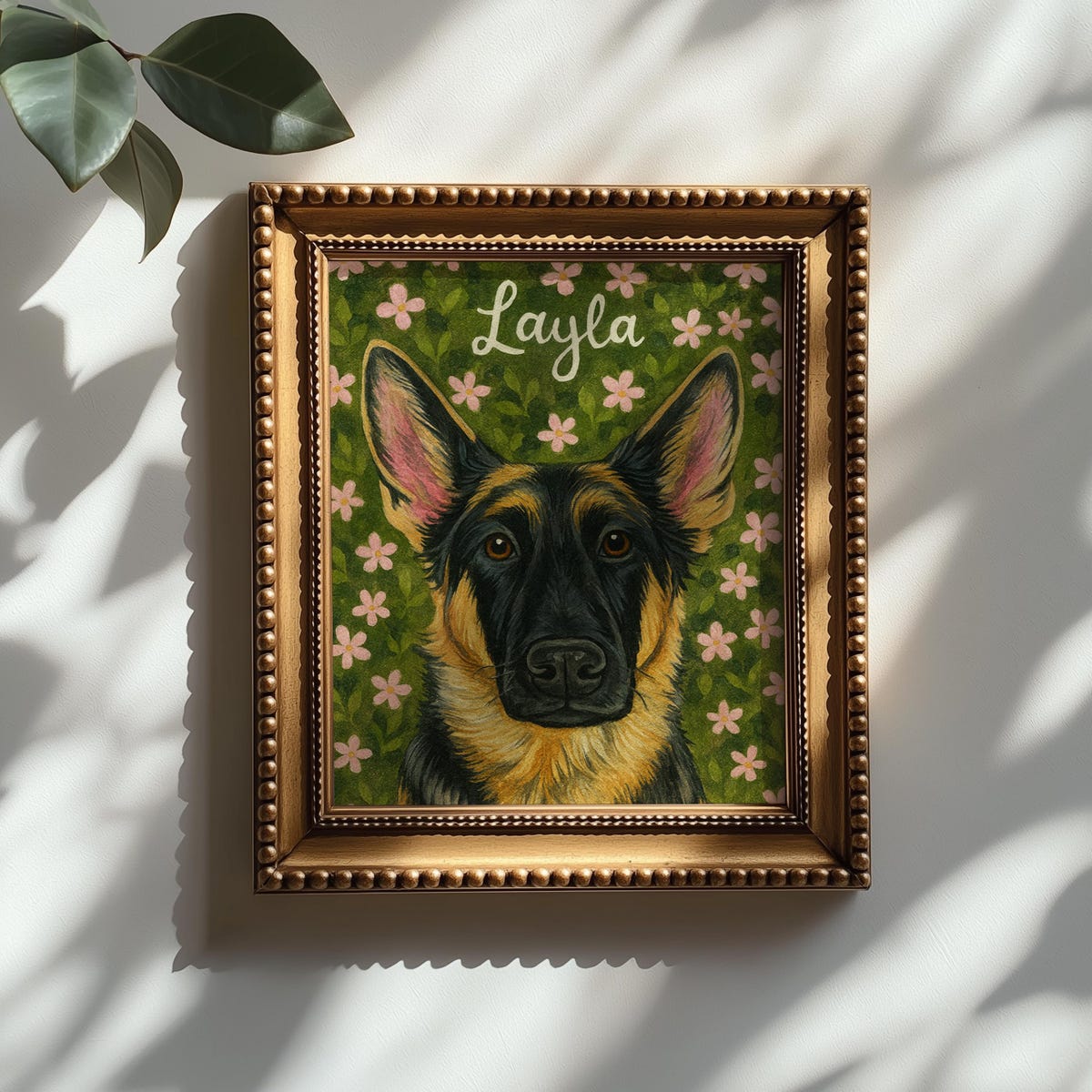 Custom Watercolor Pet Portrait Print, Dog Portraits From Photo, Pet Portrait With Pattern, Personalized Pet Portrait, Floral Pet Portrait - Etsy
