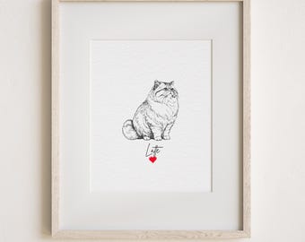 Custom Pet Portrait Sketch, Miniature Dog Art Print
