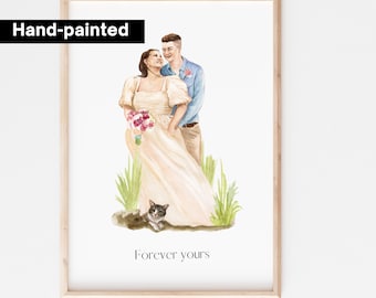 Wedding Portrait, Personalized Wedding Gifts, Watercolor Custom Painting, 9th Wedding Gift, Inexpensive Wedding Gift, 9th Anniversary Gift