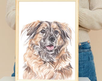 Custom Watercolor Dog Painting, Pet Remembrance Gift For Dog Owners, Pet Memorial Portrait Gift for Dog Lovers