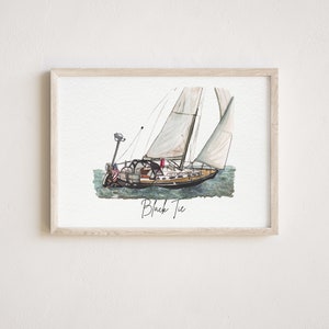 Pintura de barcos a partir de fotos, pinturas de barcos, dibujo de barcos a partir de fotos, retrato de acuarela personalizado, regalo personalizado para novio, regalo para él imagen 1