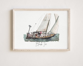 Boot schilderij van foto, boot schilderijen, boot tekening van foto, aangepaste aquarel portret, gepersonaliseerd cadeau voor vriend, cadeau voor hem