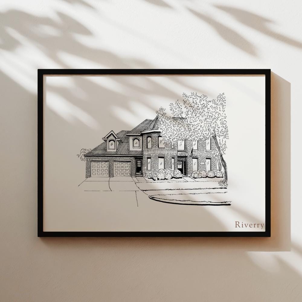 Custom House Sketch Print,house Drawing From Photo,housewarming Gift ...