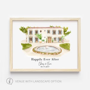 Wedding Venue, Watercolor Wedding Venue Print , Custom Wedding Venue Portrait, Wedding Venue Sketch, Wedding Gift, Wedding Venue Painting image 2