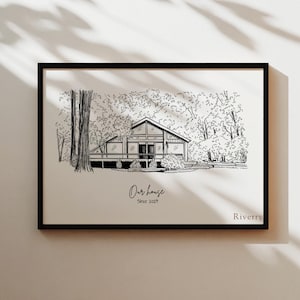 Custom House Sketch Print,House Drawing From Photo,Housewarming gift, Realtor Closing Gift,First Home Gift, House Portrait