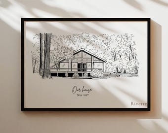Custom House Sketch Print,House Drawing From Photo,Housewarming gift, Realtor Closing Gift,First Home Gift, House Portrait