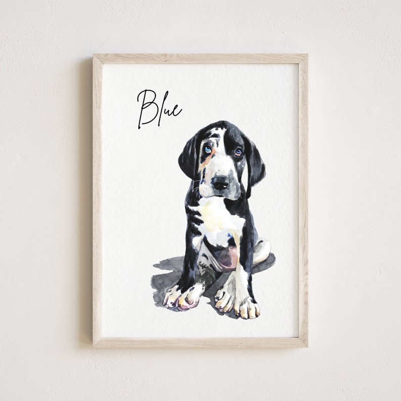 Pet portrait print Watercolor Dog Painting Hand Painted from Photo Pet memorial gift Pet loss gift image 2