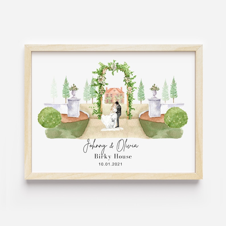 Wedding Venue, Watercolor Wedding Venue Print , Custom Wedding Venue Portrait, Wedding Venue Sketch, Wedding Gift, Wedding Venue Painting image 5