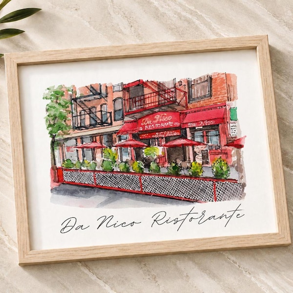 Custom Watercolor Store Painting,Storefront Painting From Photo,Commercial building painting, Restaurant painting, Bar painting, Boutique