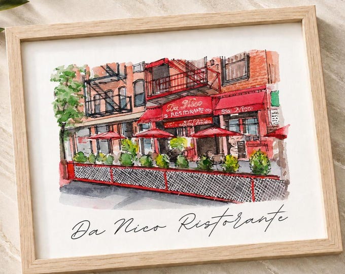 Custom Watercolor Store Painting,Storefront Painting From Photo,Commercial building painting, Restaurant painting, Bar painting, Boutique