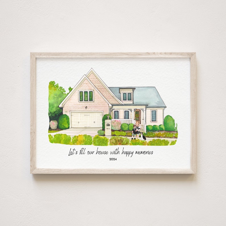 Custom Watercolor House Painting Print with Owner ,House Painting From Photo,Housewarming gift, Realtor Closing Gift,First Home Gift, image 5