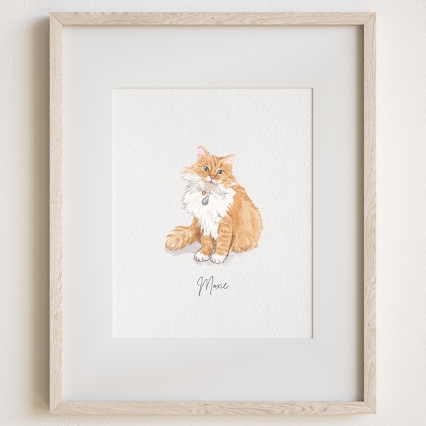 Mini Custom Watercolor Pet Portrait, Cat Portraits from Photos,Cat Portraits From Photos, Pet Painting,  Custom Tiny Paintings, Miniature