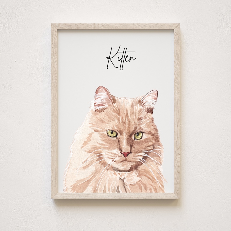 Pet portrait print Watercolor Cat Painting Hand Painted from Photo Pet memorial gift Pet loss gift image 3