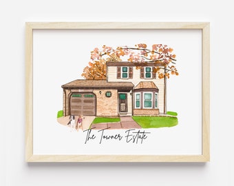 Custom Watercolor House Painting Print,House Painting From Photo,Housewarming gift, Realtor Closing Gift,First Home Gift