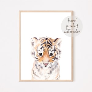 Baby Tiger Cub Printable Painting, Nursery Wall Art Decor, Baby Animal Print, Nursery Decor