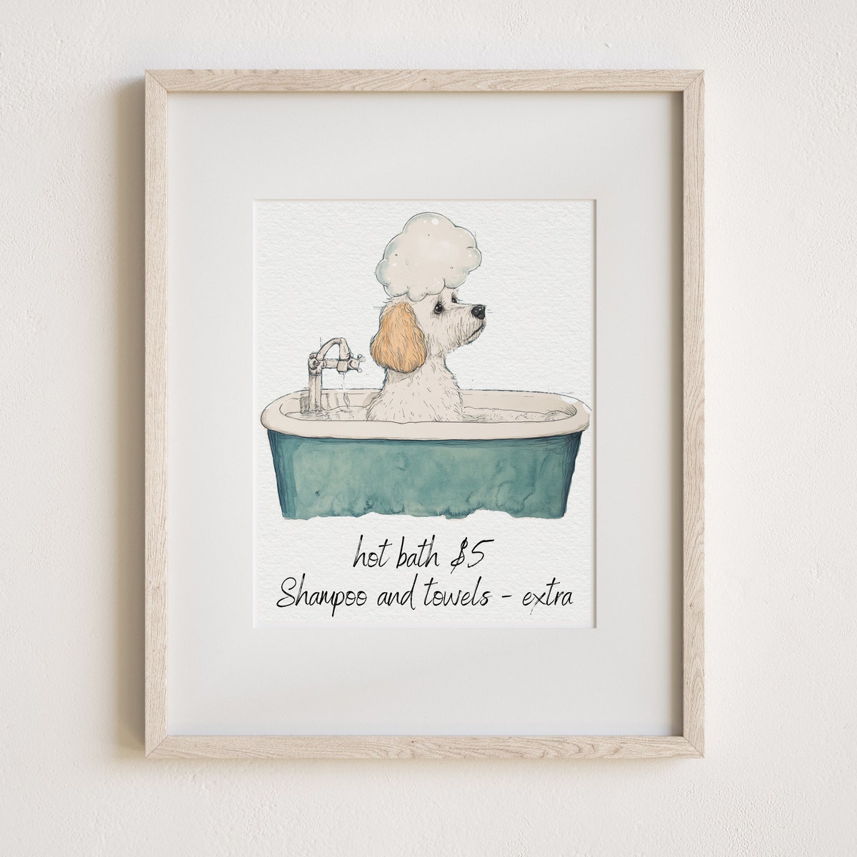 Custom Watercolor Pet Portrait, Pet in Bathtub ,bathroom Wall Art, Custom Funny Pet Painting, Portrait From Photo,personalized Dog in Toilet - Etsy