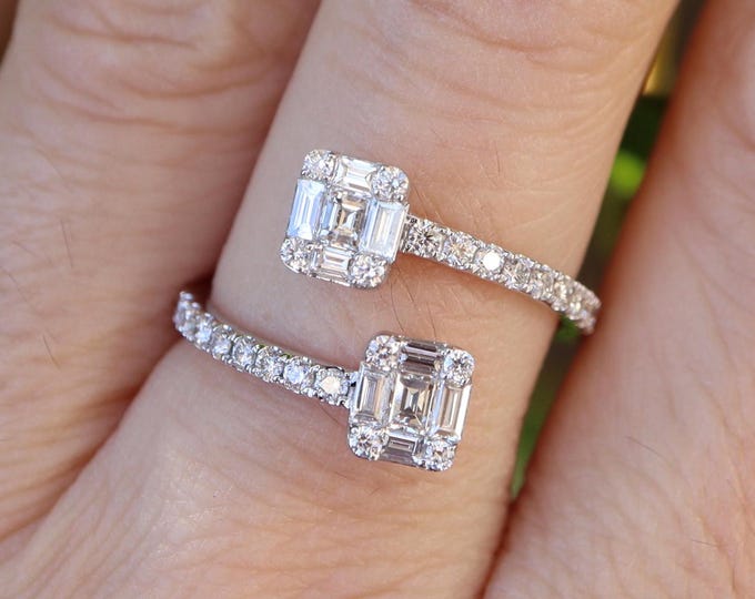 Illusion Genuine Diamond Deco Toi Et Moi Ring in 14k or 18k Gold