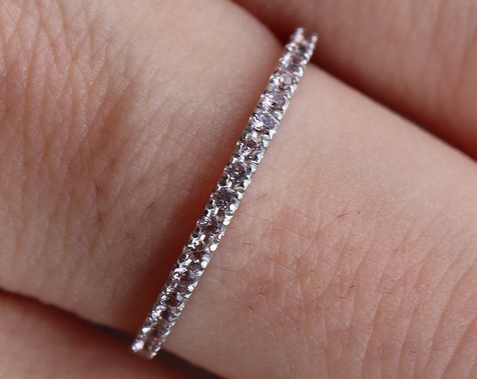 Half Eternity Amethyst Round 10k Gold Band- Light Purple Amethyst Dainty 14k White Gold Band- February Birthstone Round 18k Rose Gold Band