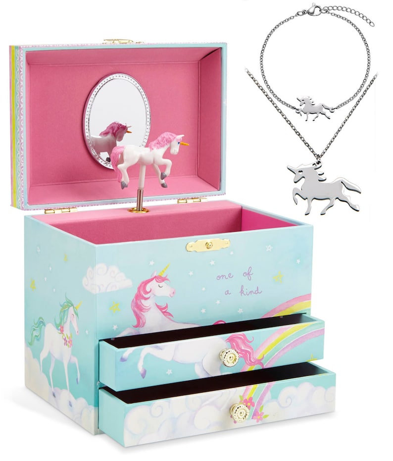 Large Unicorn Musical Jewelry Box for Girls Jewelry Set Etsy
