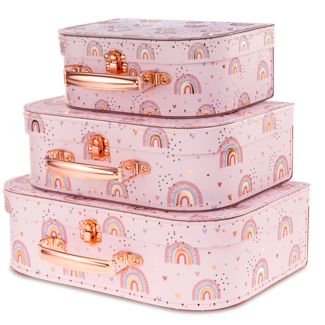 Set of 3 Paperboard Suitcases Nesting Storage Gift Boxes for | Etsy