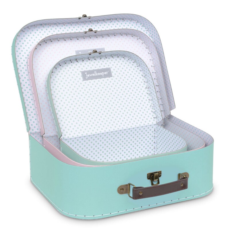 Set of 3 Paperboard Suitcases Nesting Storage Gift Boxes for Etsy