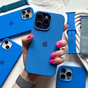 Capri Blue Custom Color - Solid Colors Silicone Phone Case for iPhone 15 14 Plus 14 Pro 14 13 Pro Max 13 12 11 Pro Max 13 12 11 Mini Case