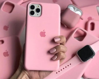 Rose Pink Custom Color - Solid Colors Silicone Phone Case for iPhone 15 14 Plus 14 Pro 14 13 Pro Max 13 12 11 Pro Max 13 12 11 Mini Case