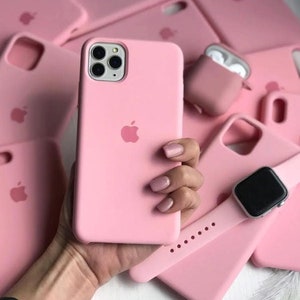 Rose Pink Custom Color Étui de téléphone en silicone couleurs unies pour iPhone 15 14 Plus 14 Pro 14 13 Pro Max 13 12 11 Pro Max 13 12 11 Mini Case image 1