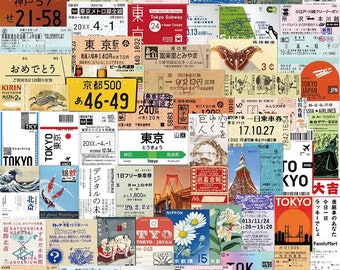 60pcs Tokyo Travel Souvenir Ticket Graffiti Stickers Cartoon Decals Kids Toy DIY Suitcase Scrapbook Phone Laptop Sticker