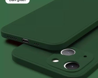 Coque de téléphone en Silicone liquide de couleur unie, vert foncé, série 9, pour iPhone 14 13 12 Mini 11 Pro Max SE 2020 X Xs XR 7 8 Plus