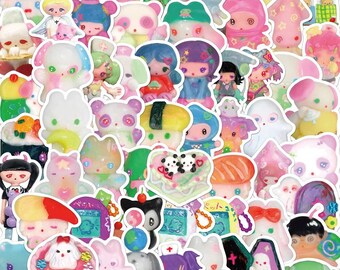 56PCS 3D Crystal Clay Girl Cute Stickers Skateboard Notebook Fridge Phone Guitar Luggage Decal Sticker Kids Toy